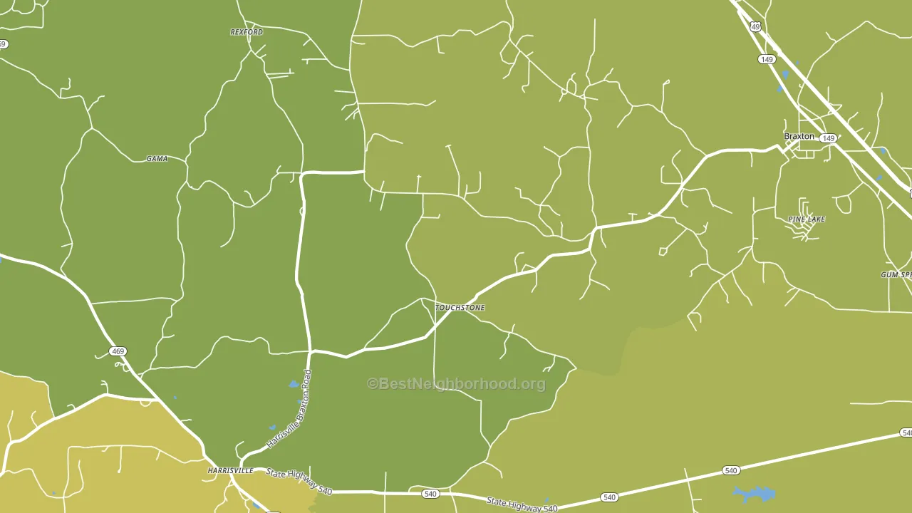 Touchstone, MS block-group voter-turnout map