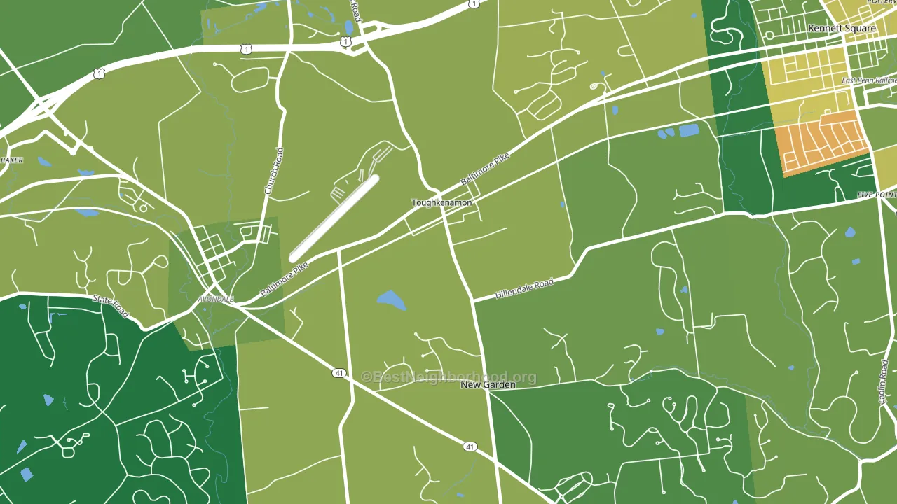 Toughkenamon, PA block-group voter-turnout map