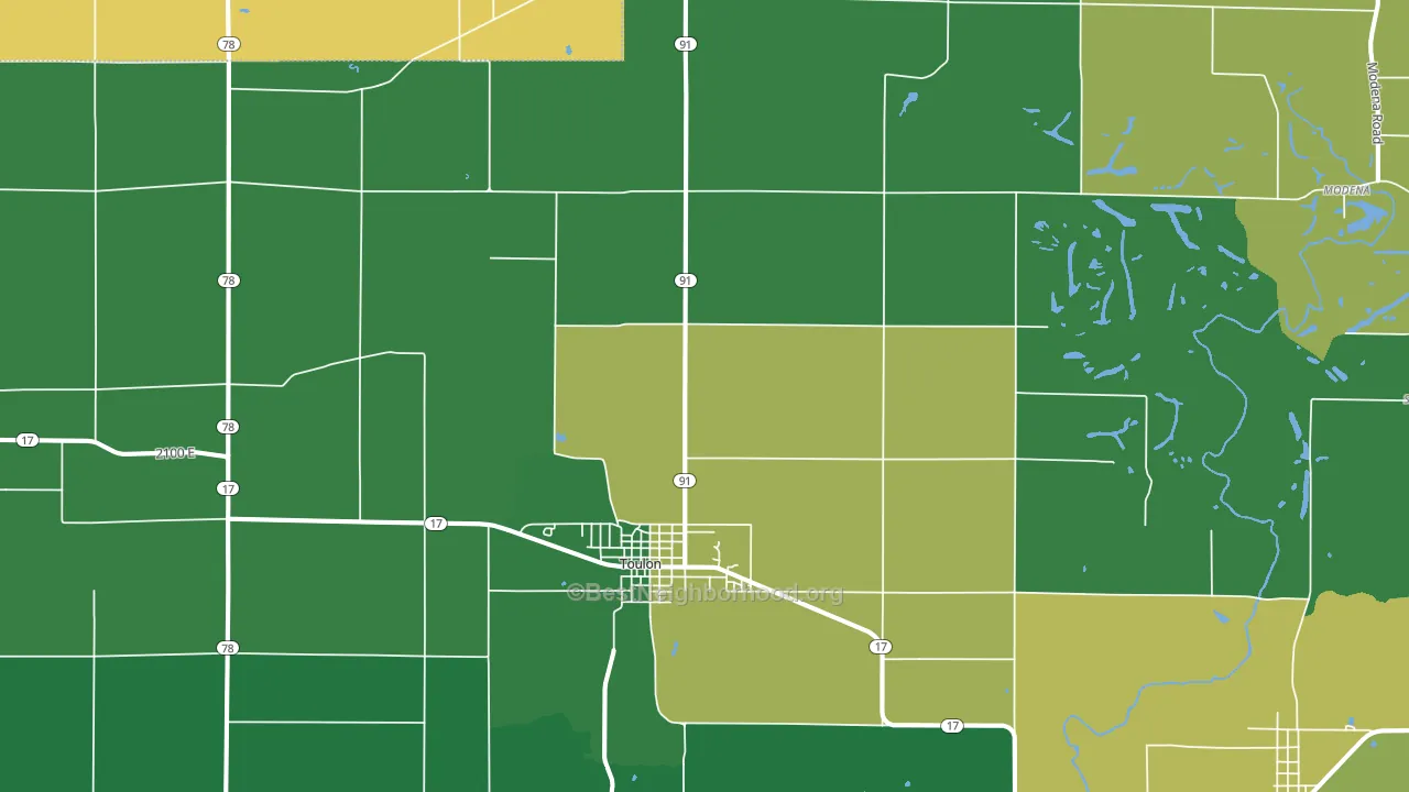 Toulon, IL block-group voter-turnout map