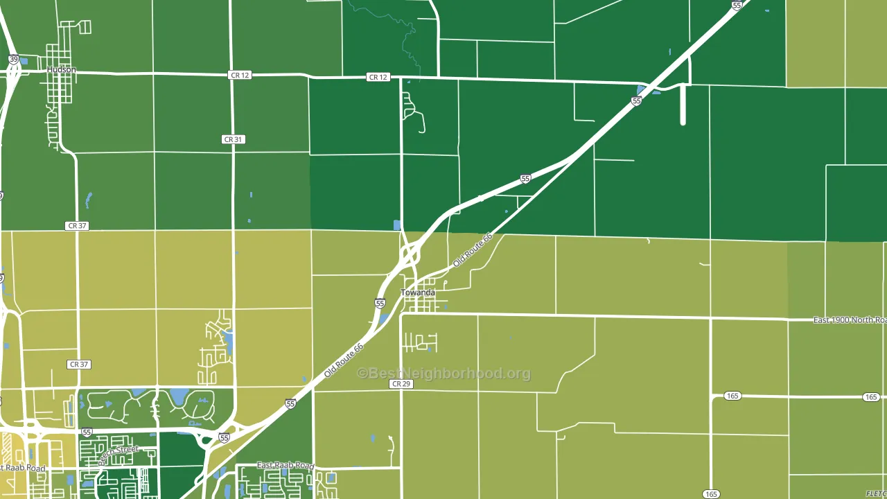 Towanda, IL block-group voter-turnout map