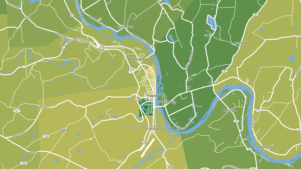 Towanda, PA block-group voter-turnout map