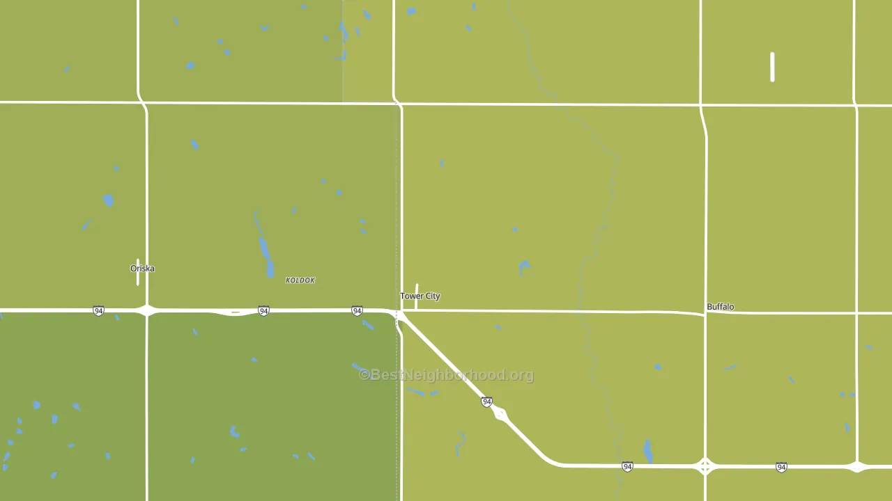 Tower City, ND block-group voter-turnout map