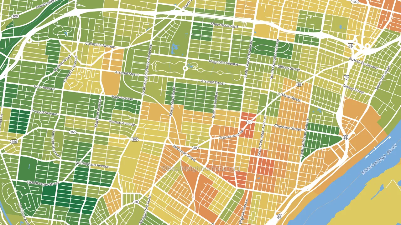 Tower Grove South, St. Louis, MO block-group voter-turnout map