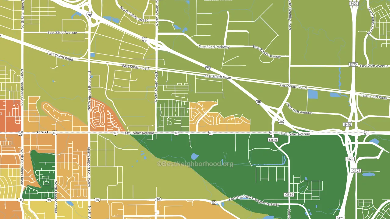 Tower Triangle, Aurora, CO block-group voter-turnout map