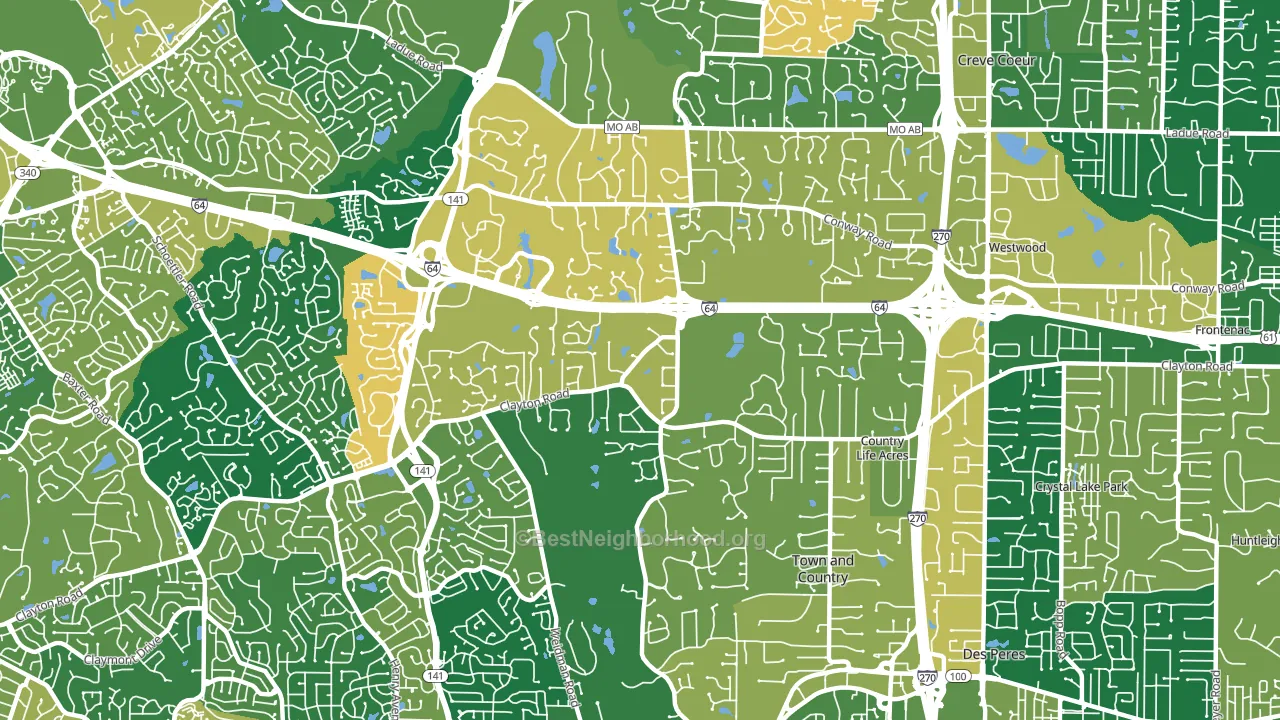 Town and Country, MO block-group voter-turnout map