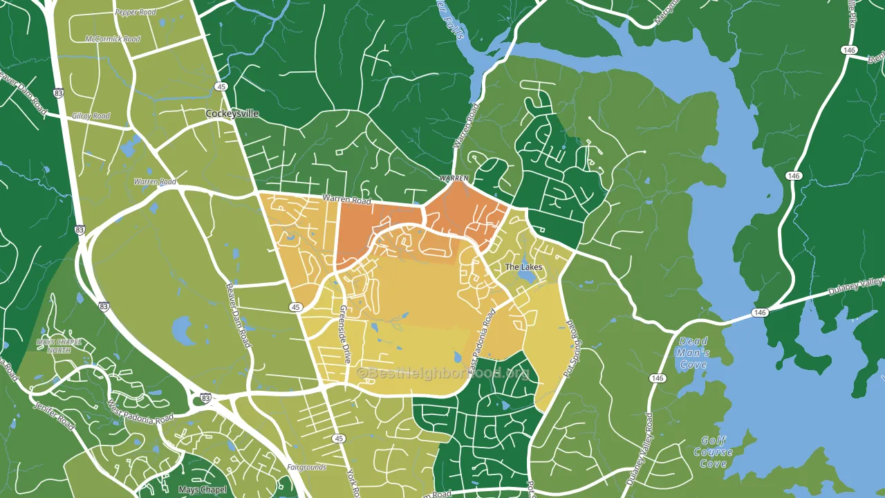 Town and Country North, Cockeysville, MD block-group voter-turnout map