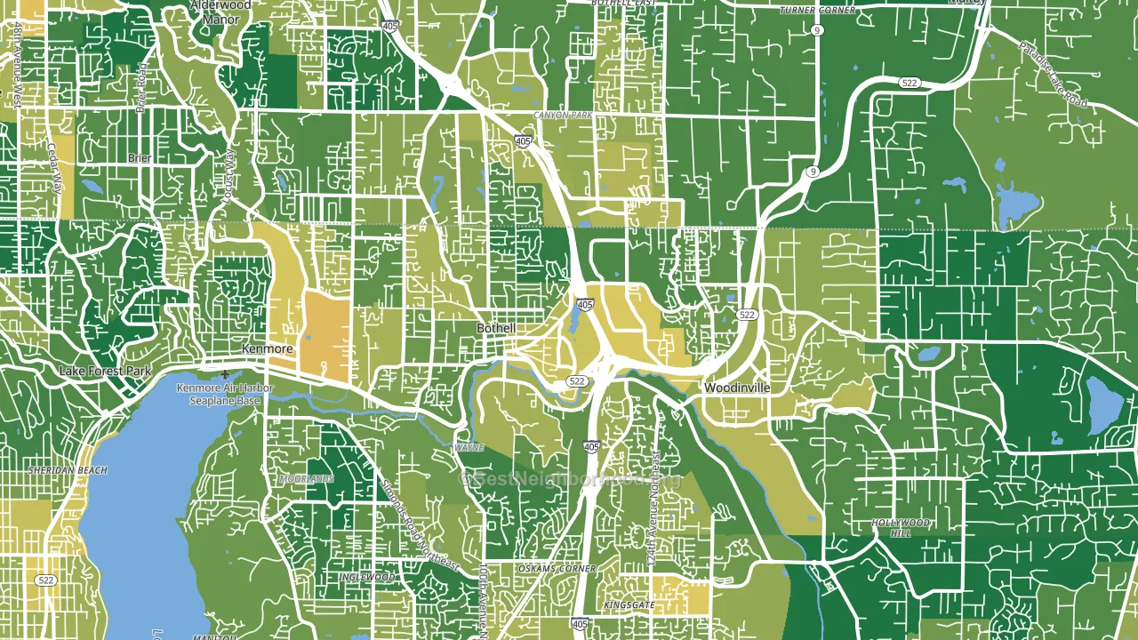 Town Center, Woodinville, WA block-group voter-turnout map