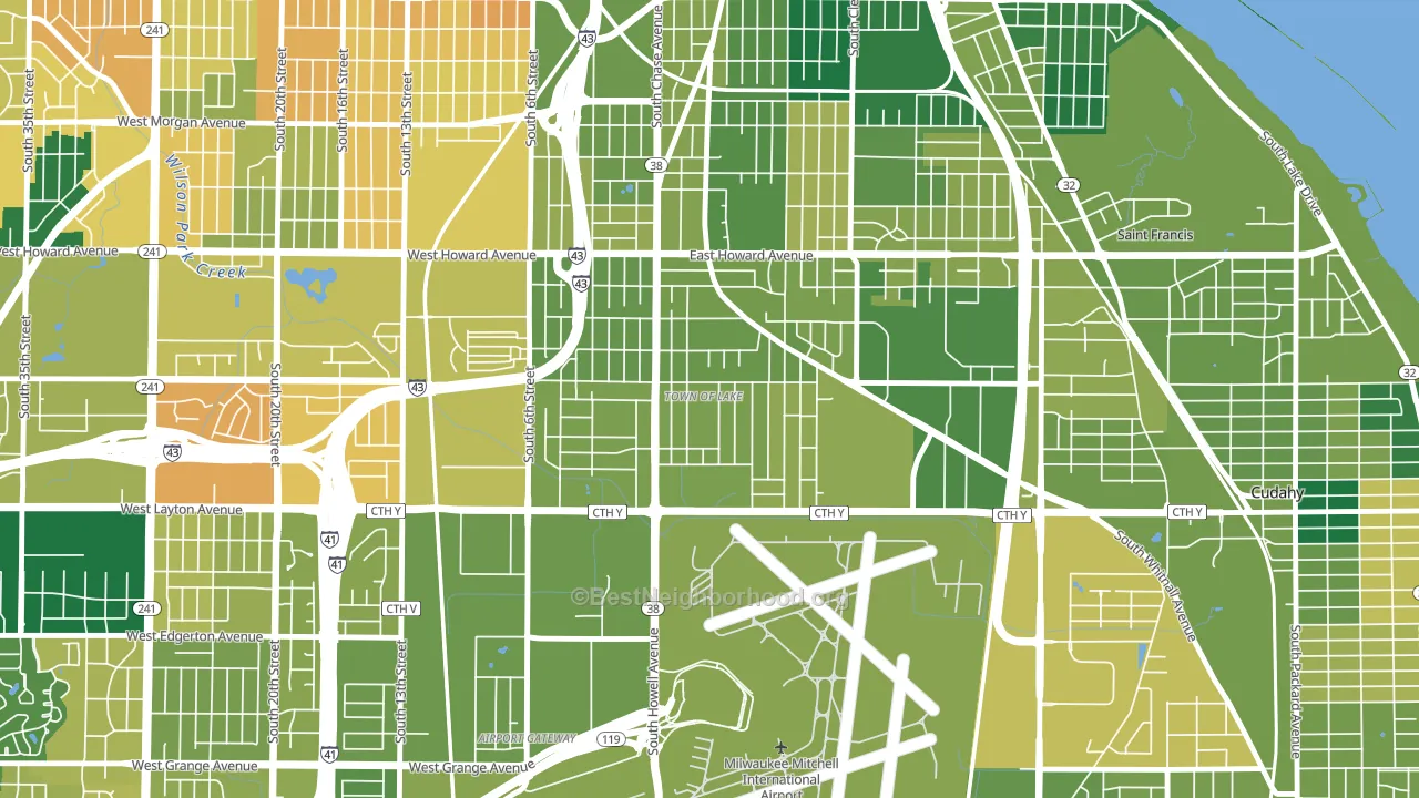 Town of Lake, Milwaukee, WI block-group voter-turnout map