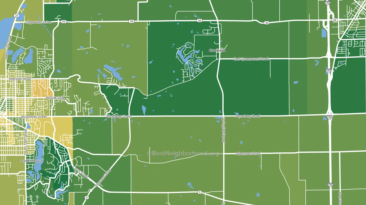 Towne Oaks, IL block-group voter-turnout map