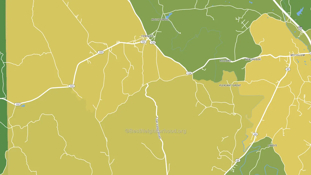 Townley, AL block-group voter-turnout map