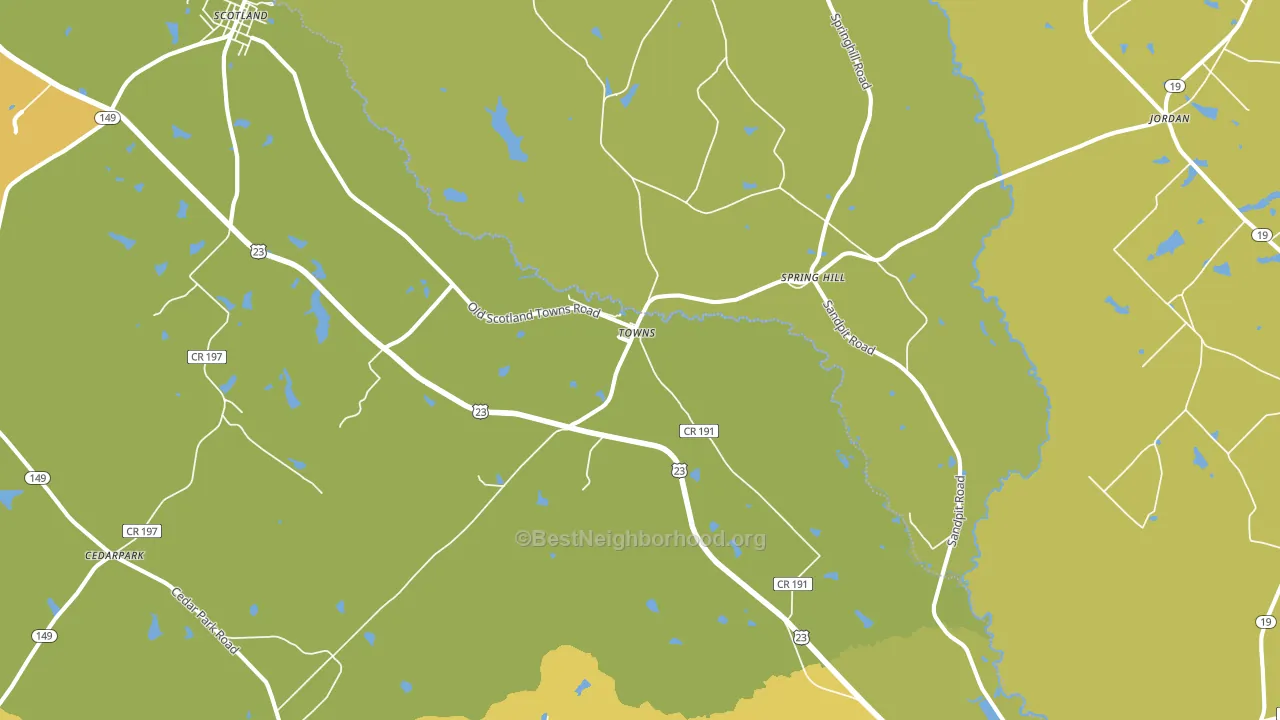 Towns, GA block-group voter-turnout map
