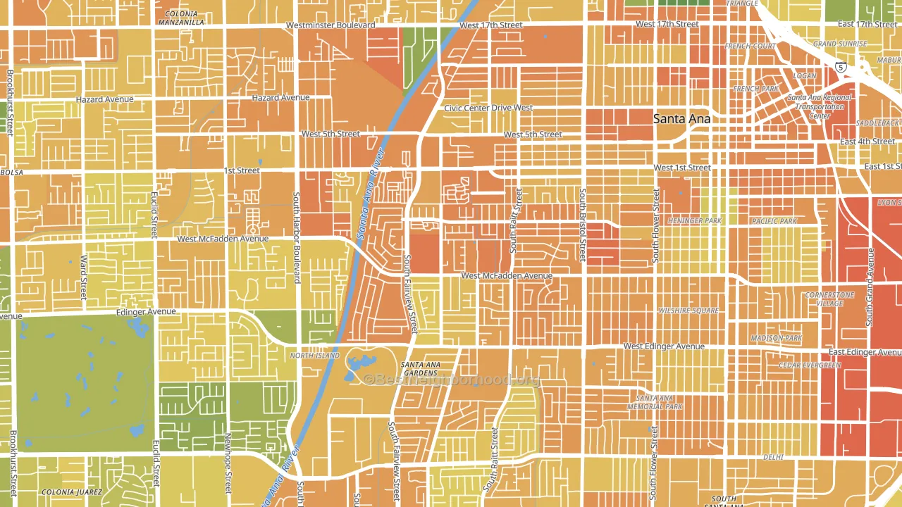 Townsend-Raitt, Santa Ana, CA block-group voter-turnout map