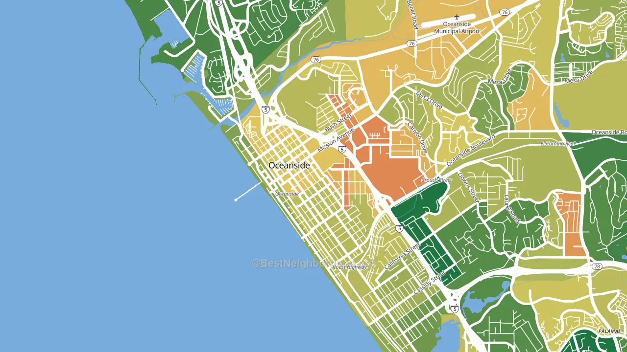 Townsite, Oceanside, CA block-group voter-turnout map
