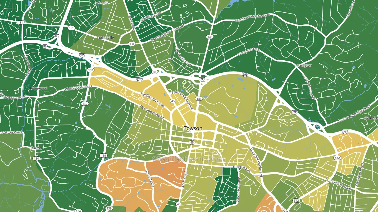 Towson Park, Towson, MD block-group voter-turnout map