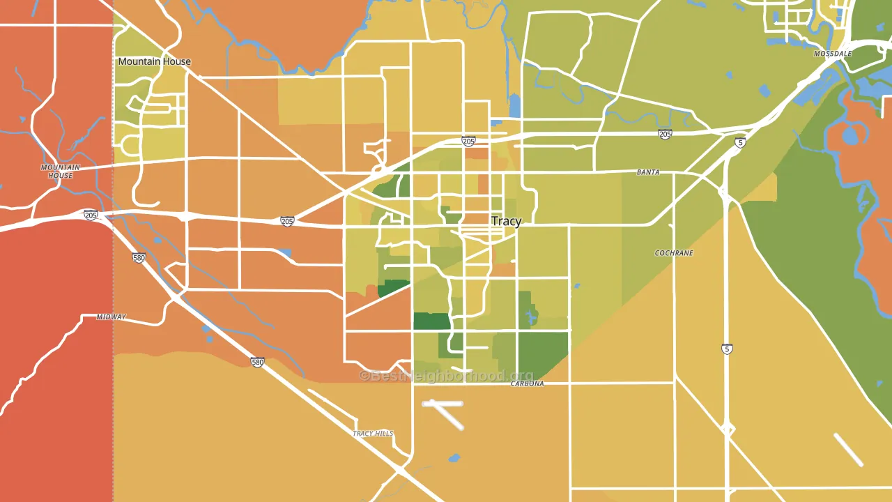 Tracy, CA block-group voter-turnout map