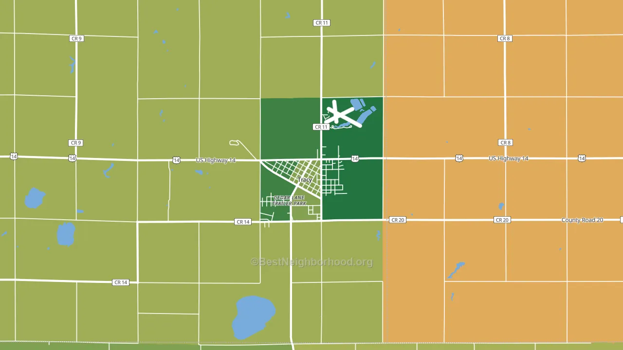 Tracy, MN block-group voter-turnout map