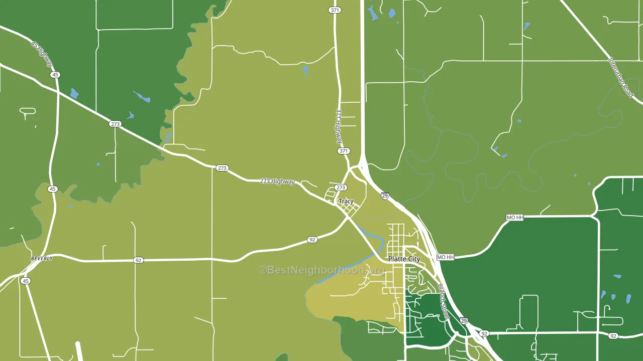 Tracy, MO block-group voter-turnout map