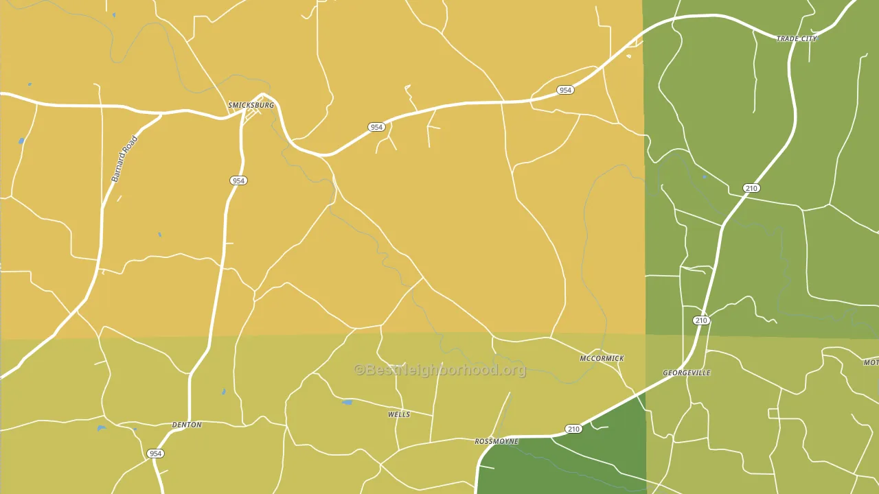 Trade City, PA block-group voter-turnout map
