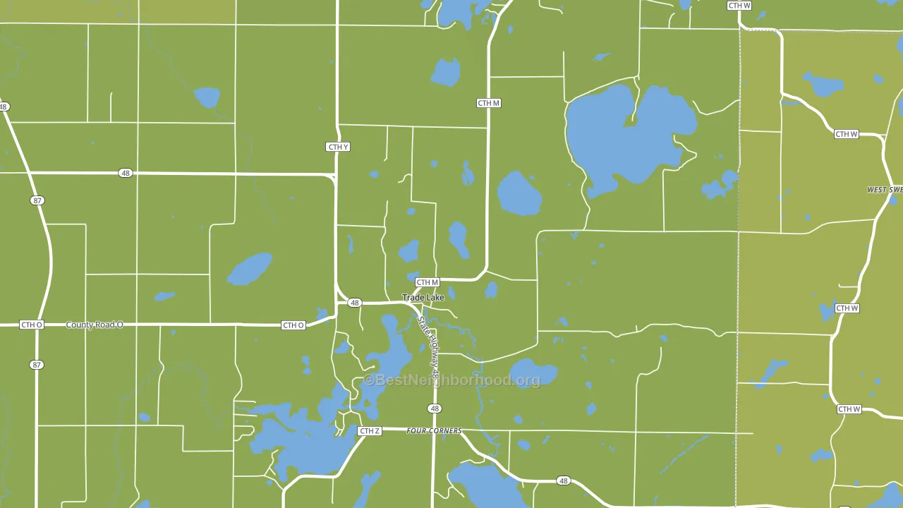 Trade Lake, WI block-group voter-turnout map