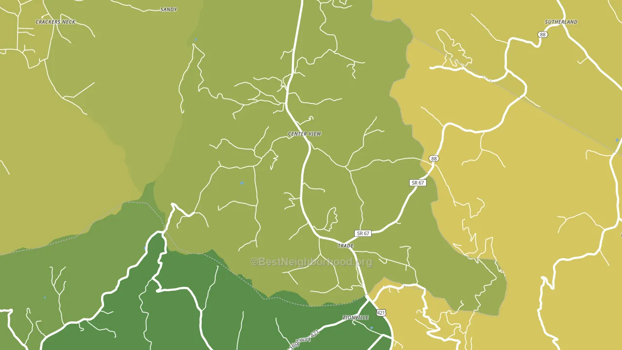 Trade, TN block-group voter-turnout map