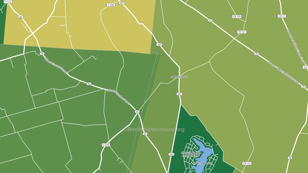 Tradersville, OH block-group voter-turnout map