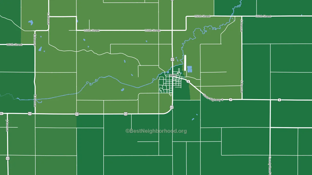 Traer, IA block-group voter-turnout map