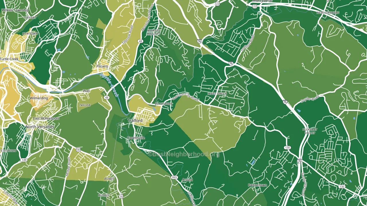 Trafford, PA block-group voter-turnout map