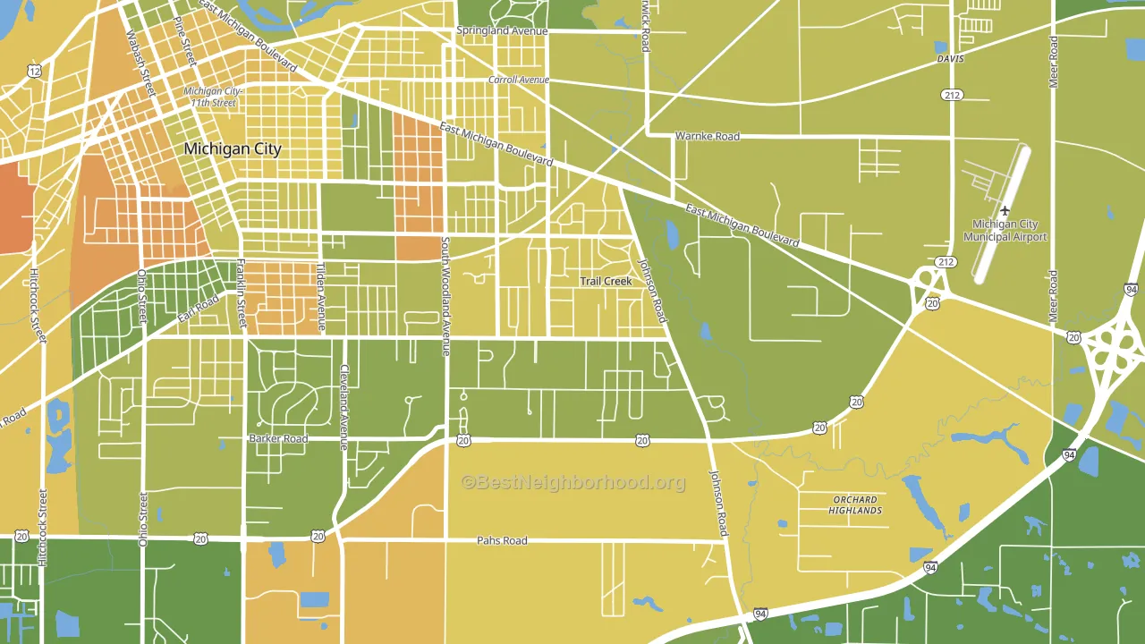 Trail Creek, IN block-group voter-turnout map