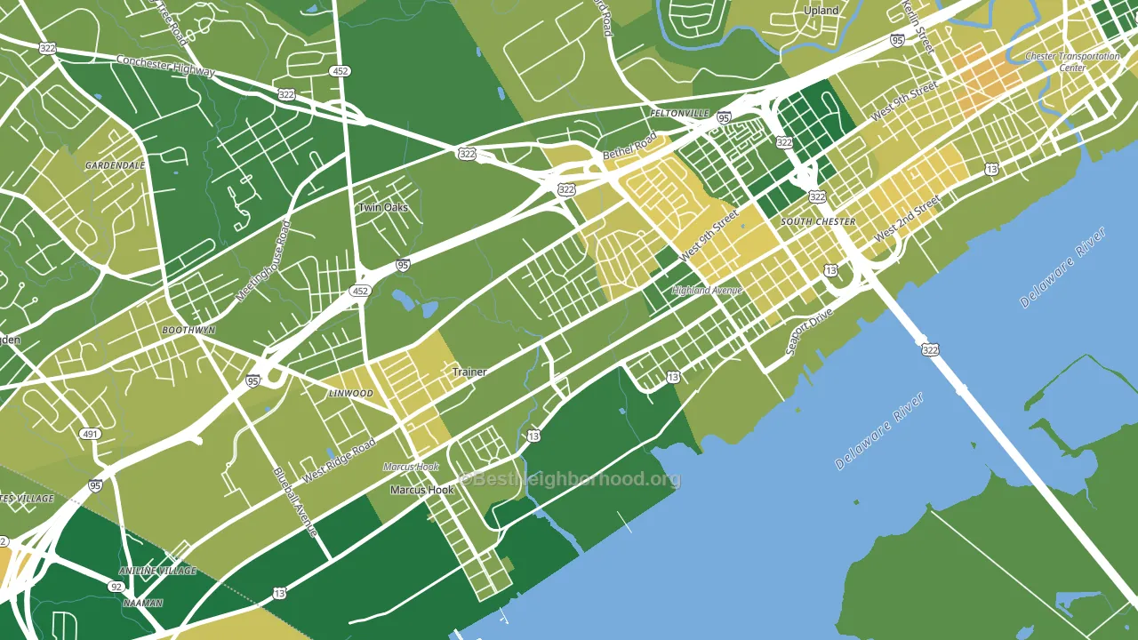 Trainer, PA block-group voter-turnout map
