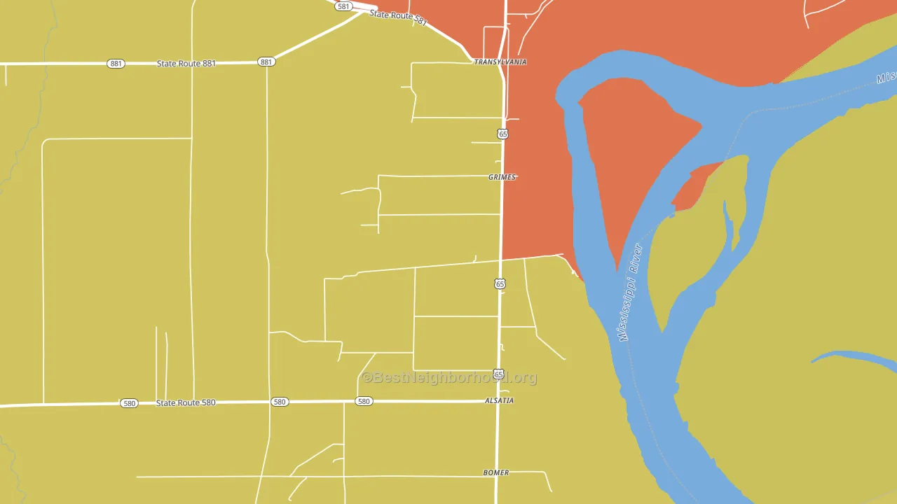 Transylvania, LA block-group voter-turnout map