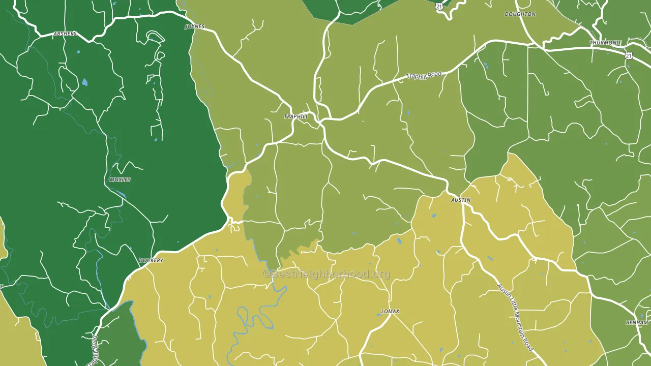 Traphill, NC block-group voter-turnout map