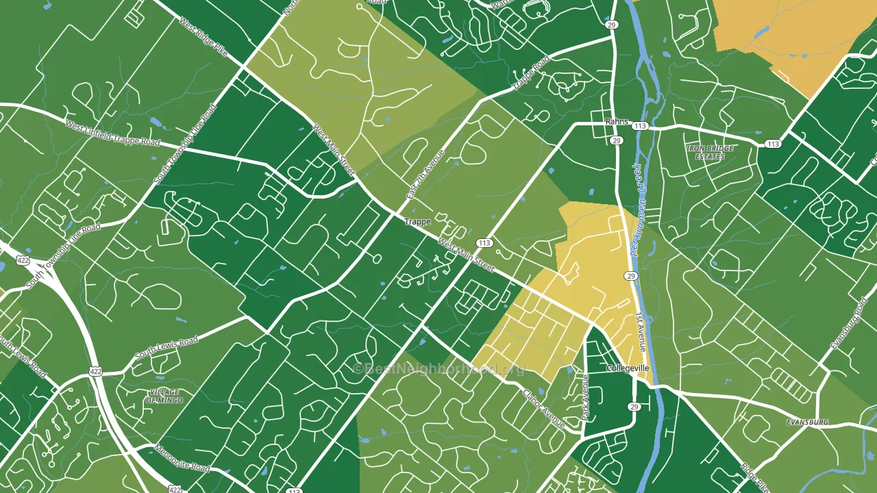 Trappe, PA block-group voter-turnout map