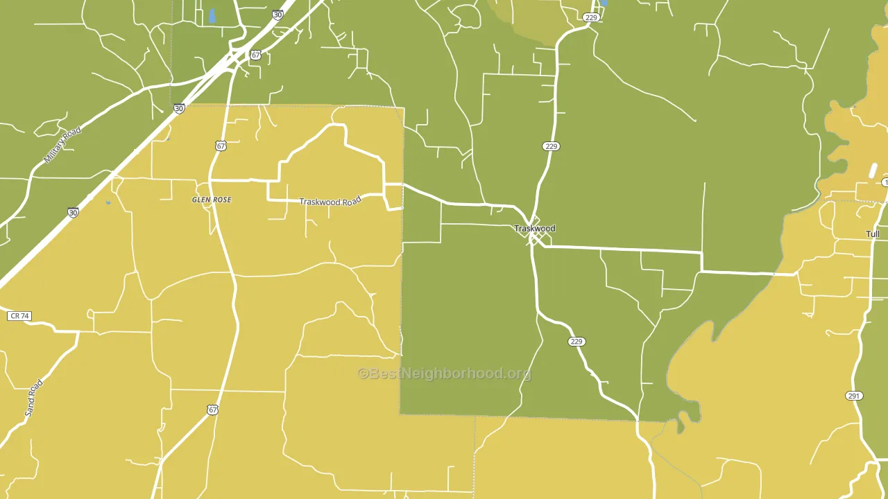 Traskwood, AR block-group voter-turnout map