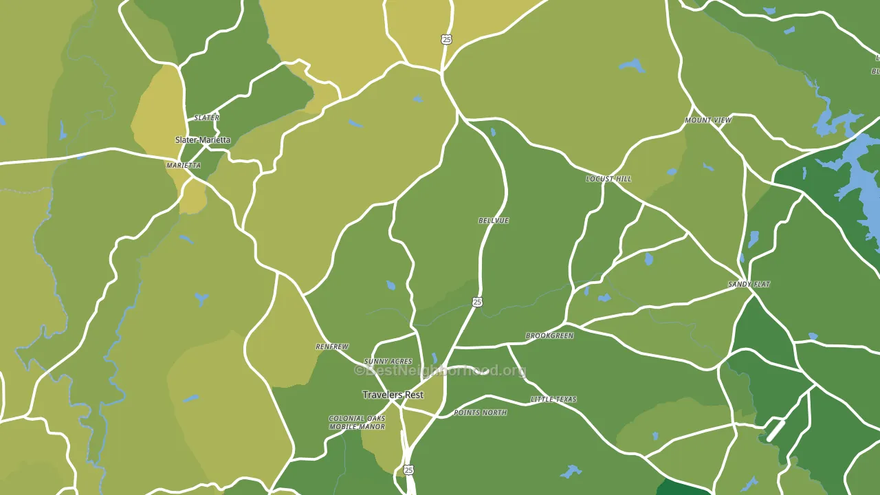 Travelers Rest, SC block-group voter-turnout map