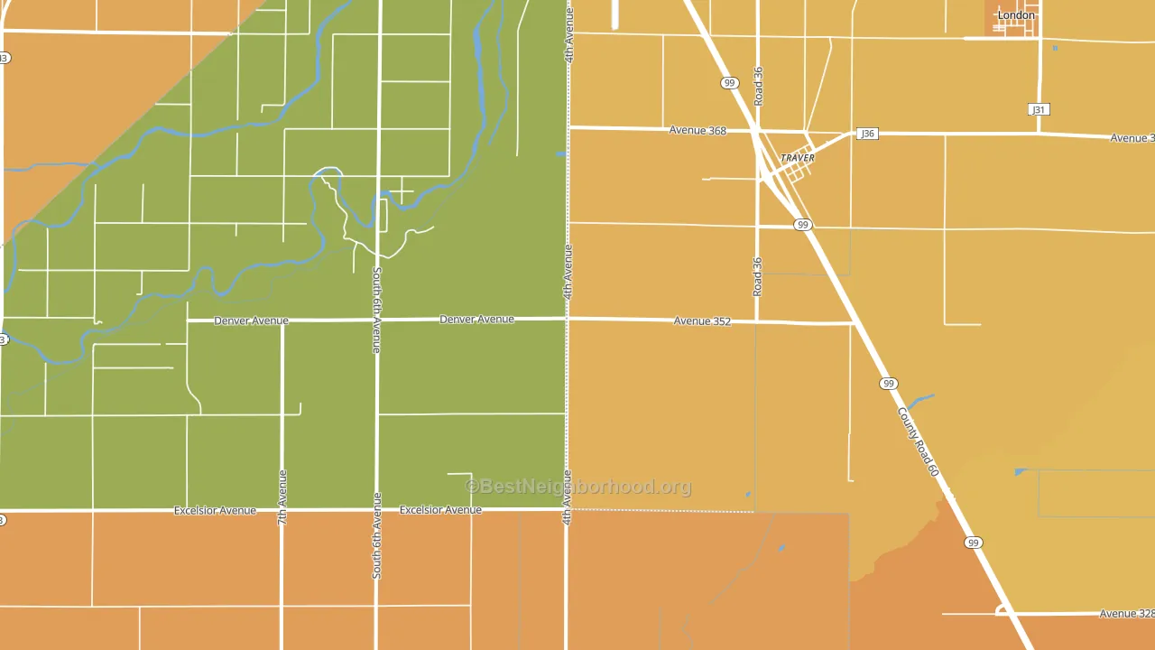 Traver, CA block-group voter-turnout map