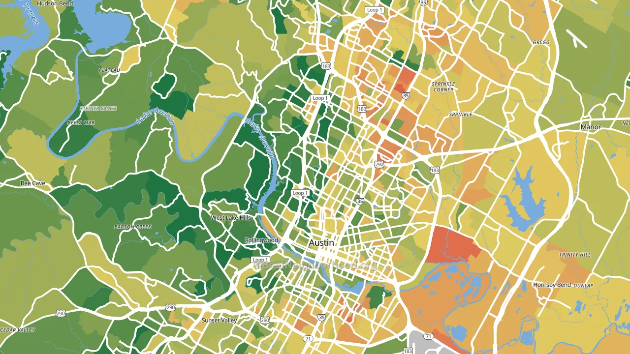 Travis County, TX block-group voter-turnout map