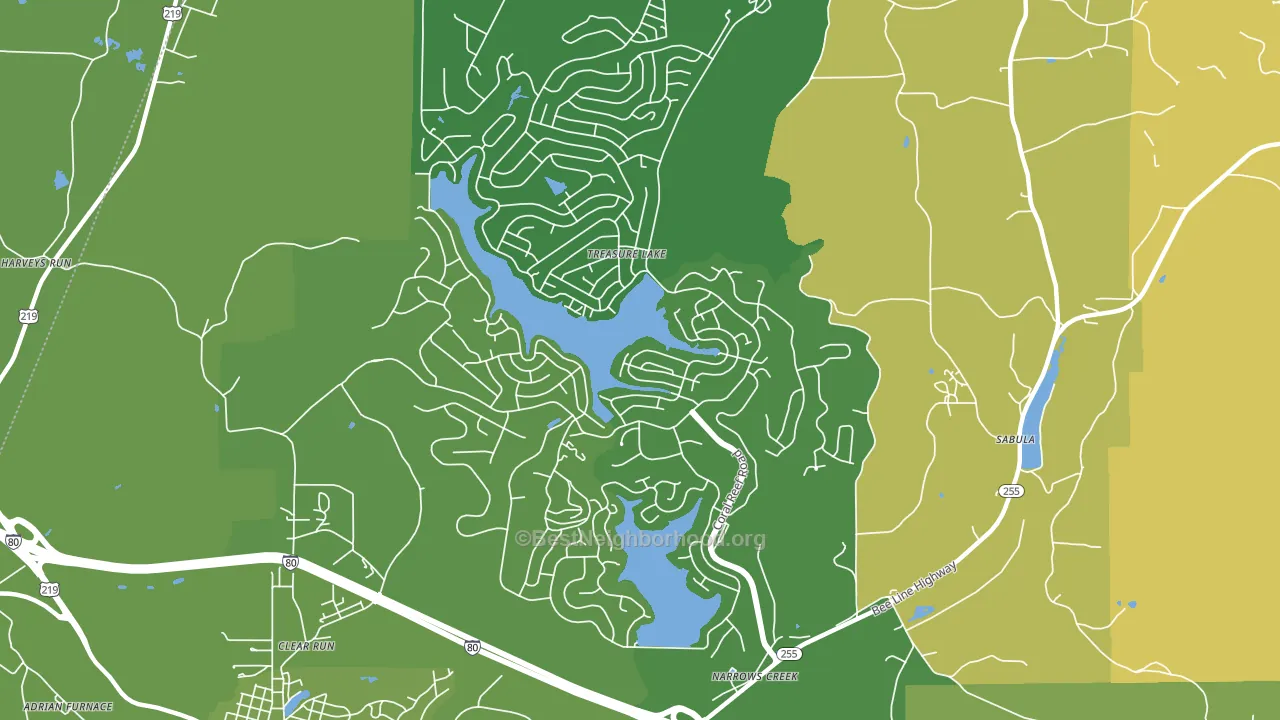 Treasure Lake, PA block-group voter-turnout map