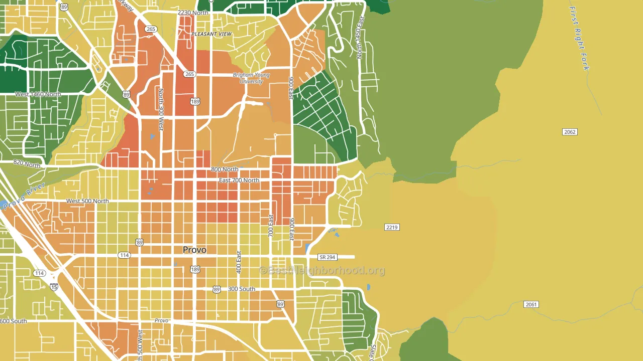 Tree Streets, Provo, UT block-group voter-turnout map