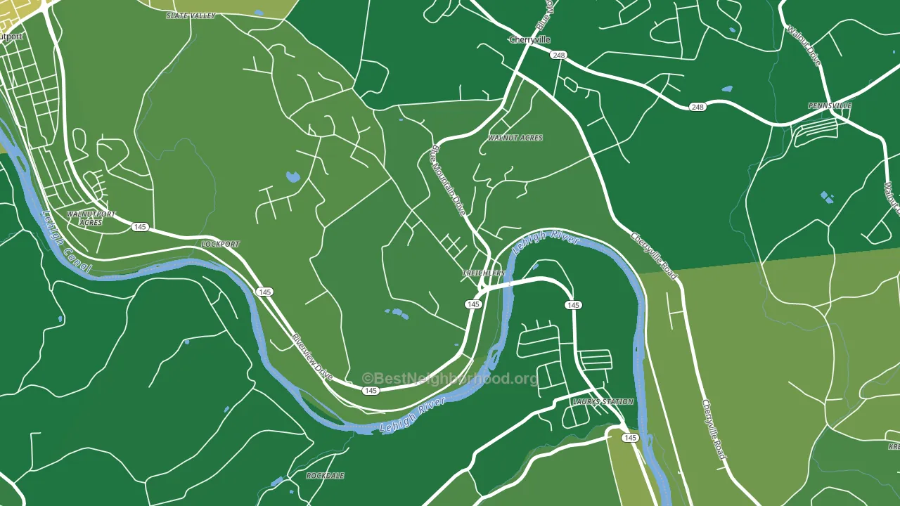 Treichlers, PA block-group voter-turnout map