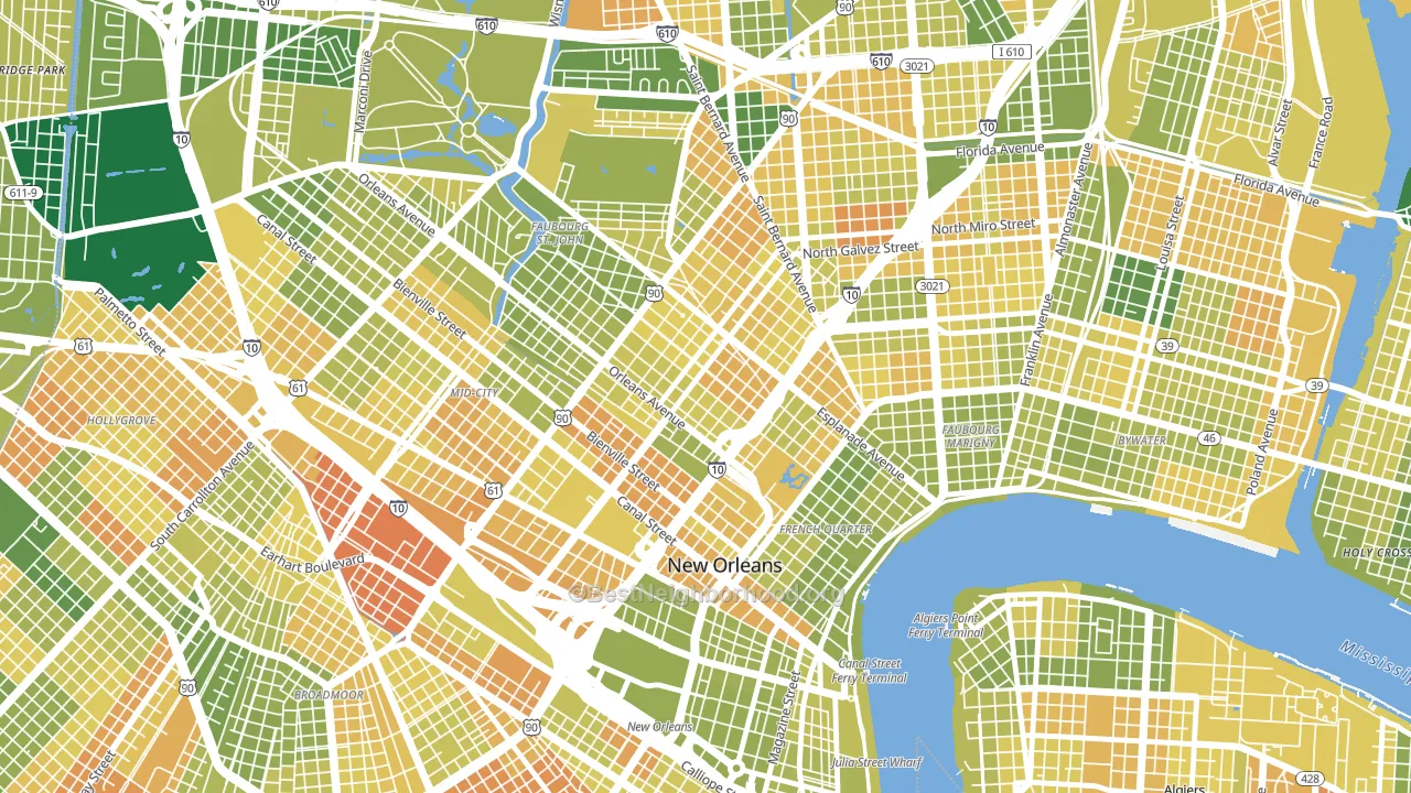 Treme' Lafitte, New Orleans, LA block-group voter-turnout map