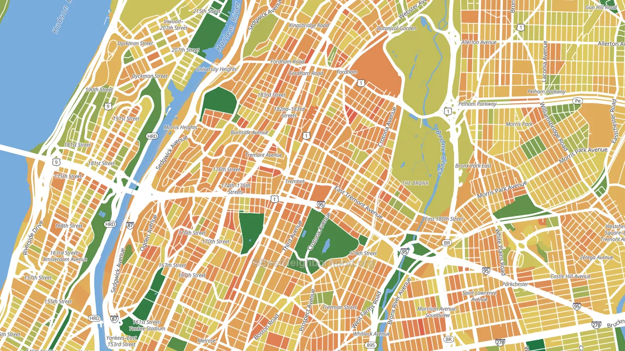 Tremont, Bronx, NY block-group voter-turnout map
