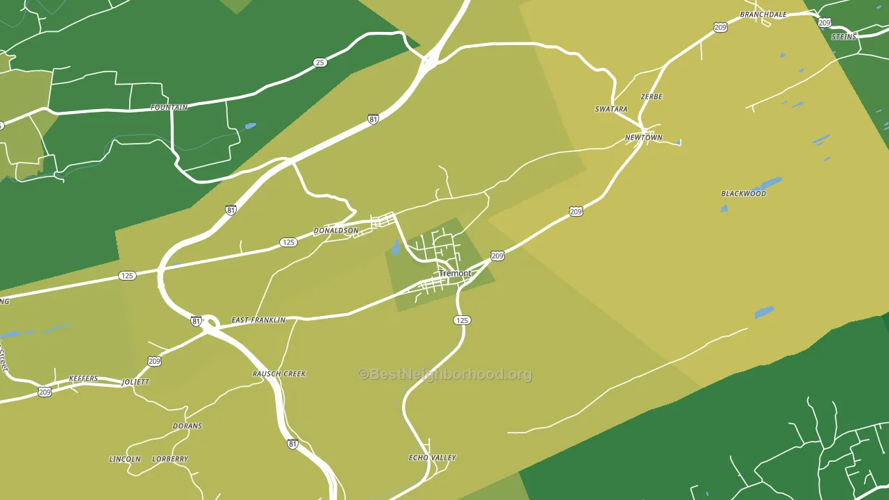 Tremont, PA block-group voter-turnout map