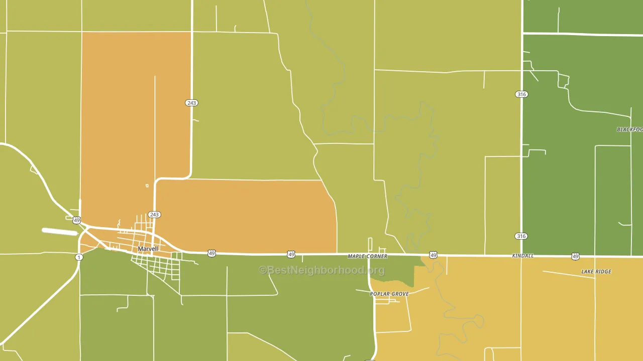 Trenton, AR block-group voter-turnout map