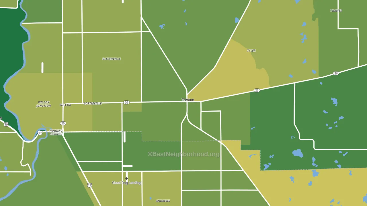 Trenton, FL block-group voter-turnout map
