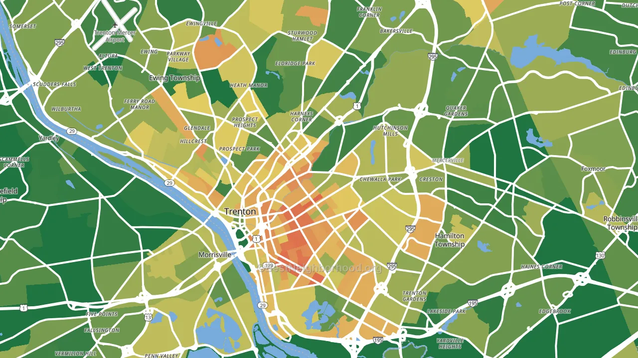 Trenton, NJ block-group voter-turnout map