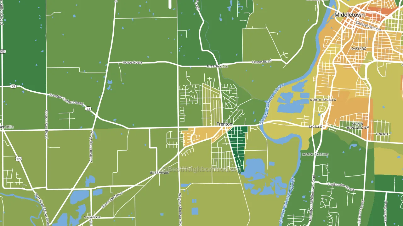 Trenton, OH block-group voter-turnout map