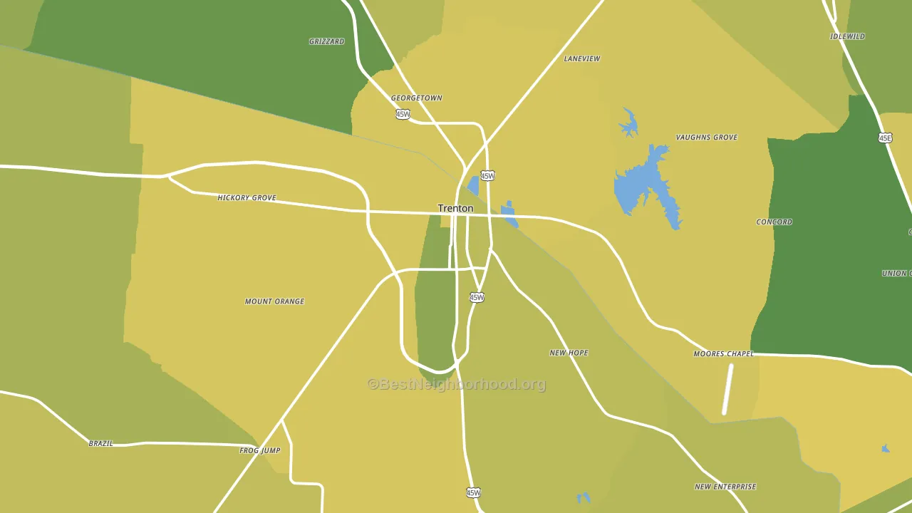 Trenton, TN block-group voter-turnout map