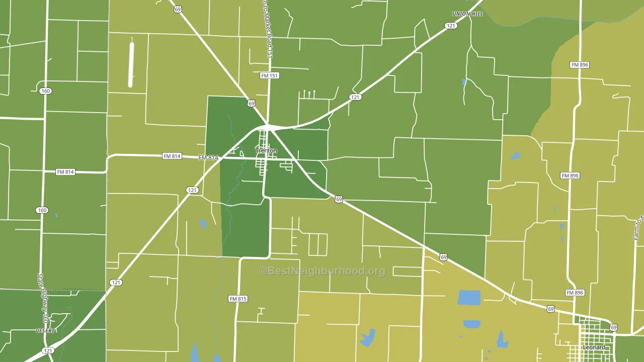 Trenton, TX block-group voter-turnout map