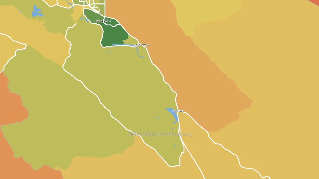 Tres Pinos, CA block-group voter-turnout map
