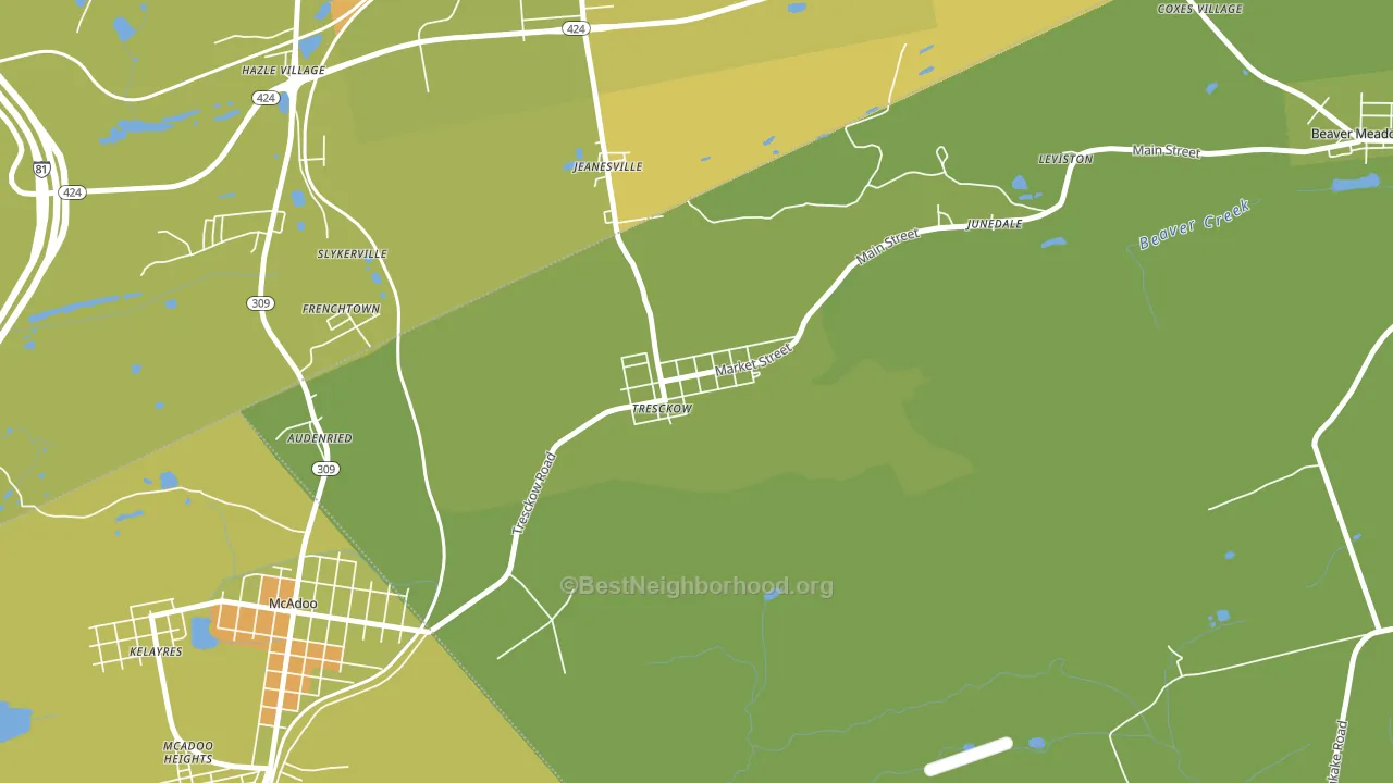 Tresckow, PA block-group voter-turnout map